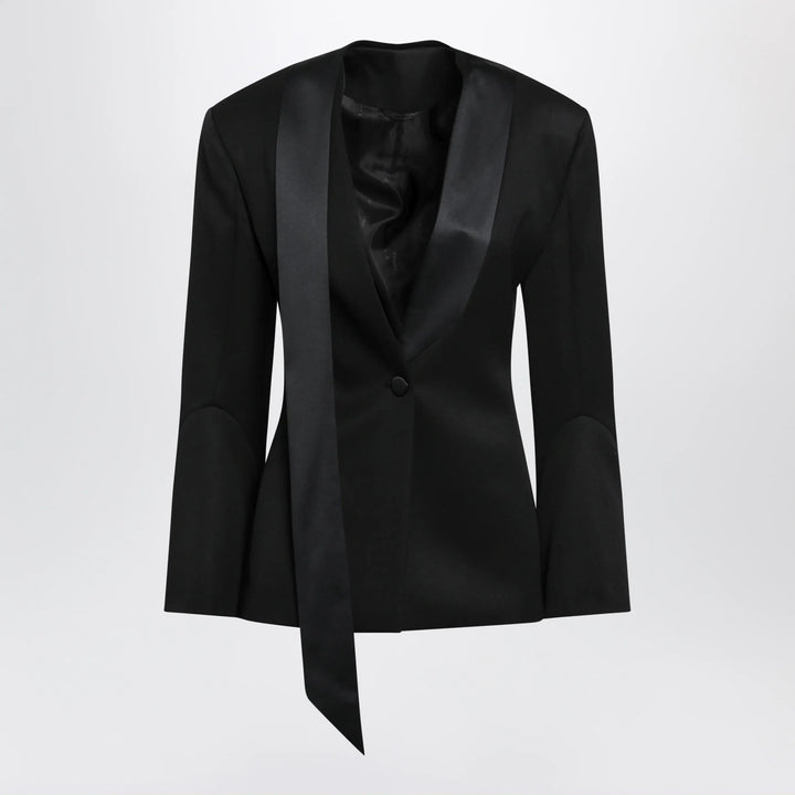 The Attico - Black virgin wool tuxedo jacket with satin lapels Brand Apparel &amp; Accessories > Clothing > Outerwear > Coats &amp; Jackets 40  IT