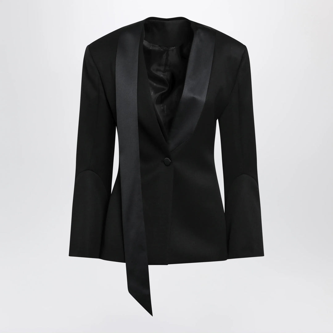 The Attico - Black virgin wool tuxedo jacket with satin lapels Brand Apparel &amp; Accessories > Clothing > Outerwear > Coats &amp; Jackets 40  IT