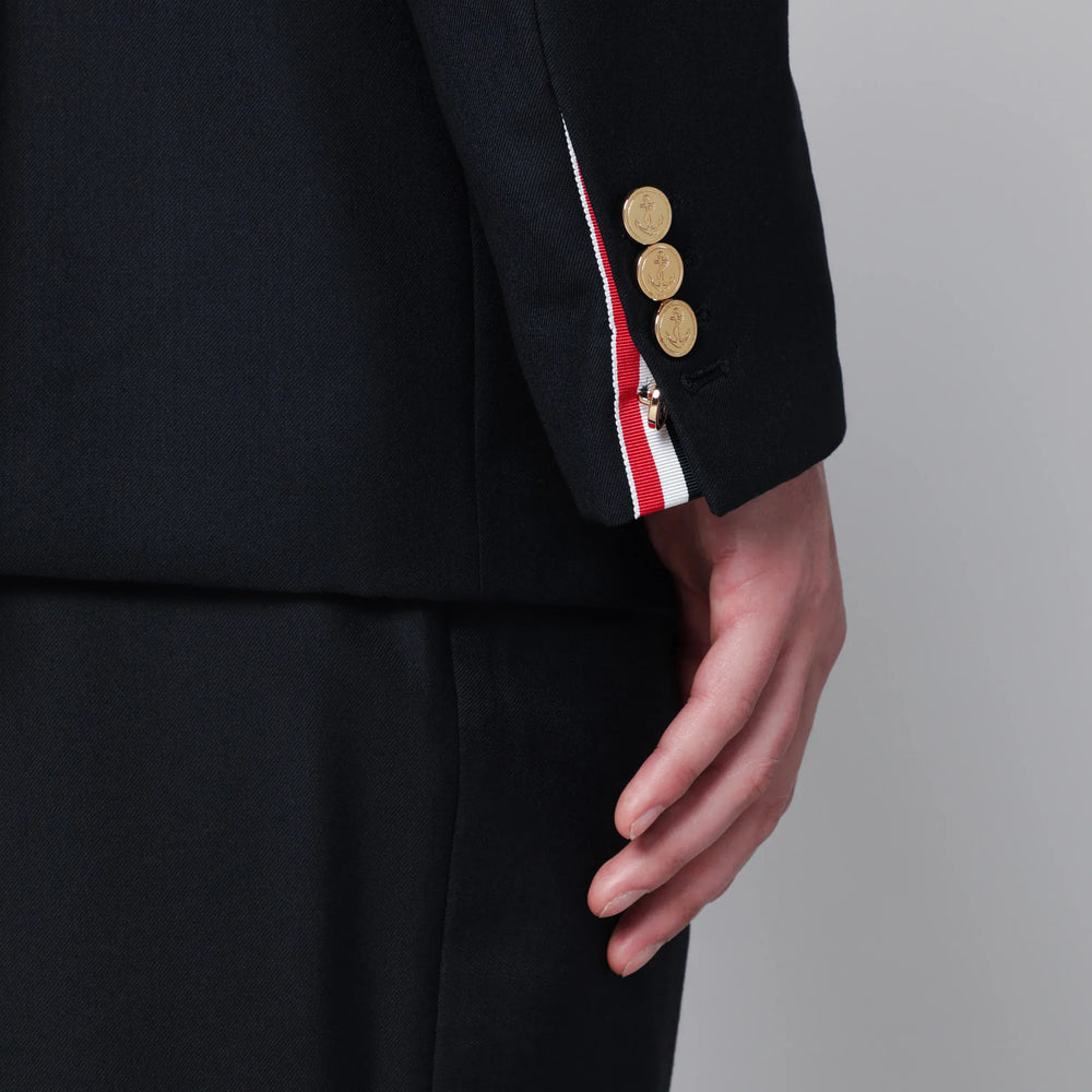 Thom Browne - Single-breasted navy blue wool jacket Brand Apparel & Accessories > Clothing > Outerwear > Coats & Jackets