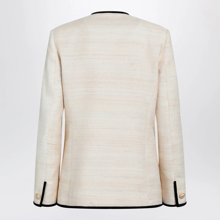 Valentino - Milk-honey coloured silk and linen jacket Brand Apparel &amp; Accessories > Clothing > Outerwear > Coats &amp; Jackets