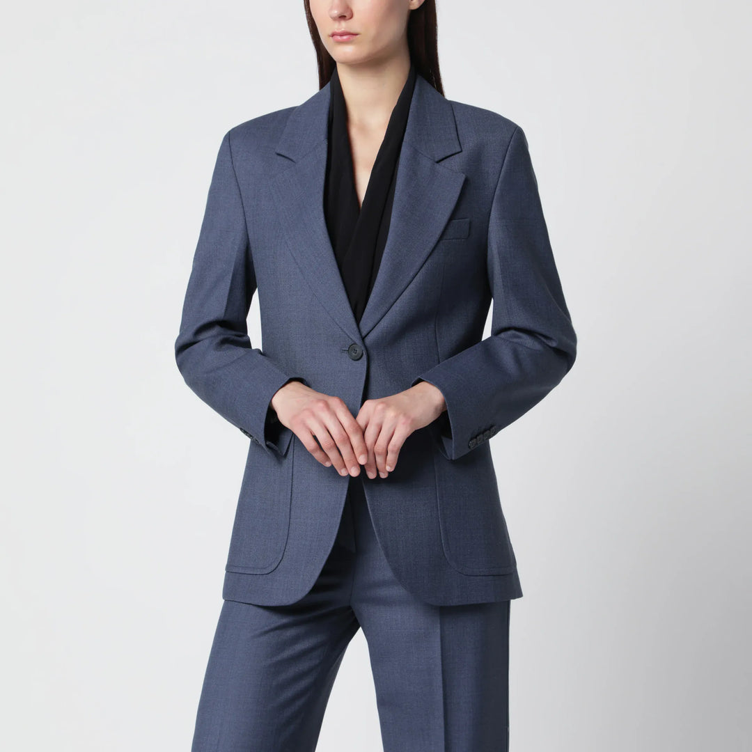 Victoria Beckham - Katherine single-breasted jacket in blue mélange wool blend Brand Apparel & Accessories > Clothing > Outerwear > Coats & Jackets 10 UK
