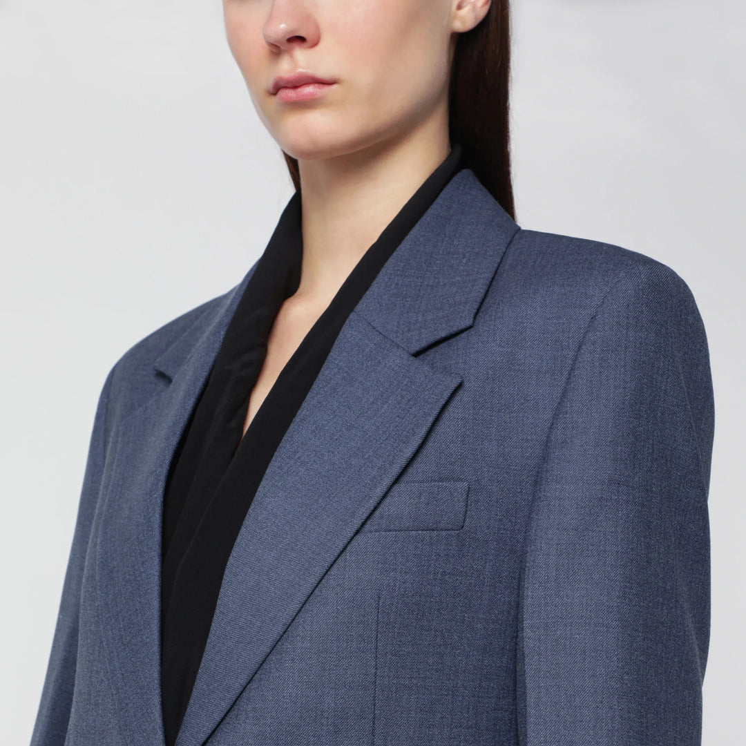Victoria Beckham - Katherine single-breasted jacket in blue mélange wool blend Brand Apparel &amp; Accessories > Clothing > Outerwear > Coats &amp; Jackets 10 UK