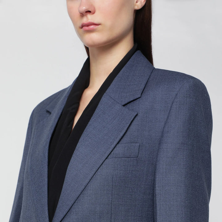 Victoria Beckham - Katherine single-breasted jacket in blue mélange wool blend Brand Apparel &amp; Accessories > Clothing > Outerwear > Coats &amp; Jackets 10 UK