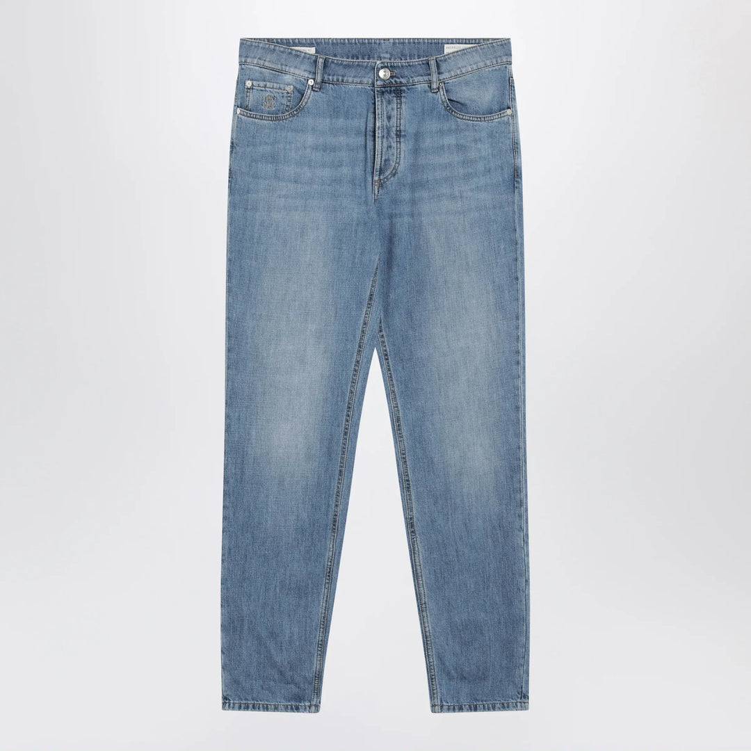 Brunello Cucinelli - Traditional-fit five-pocket jeans in light blue denim Brand Apparel &amp; Accessories > Clothing > Pants