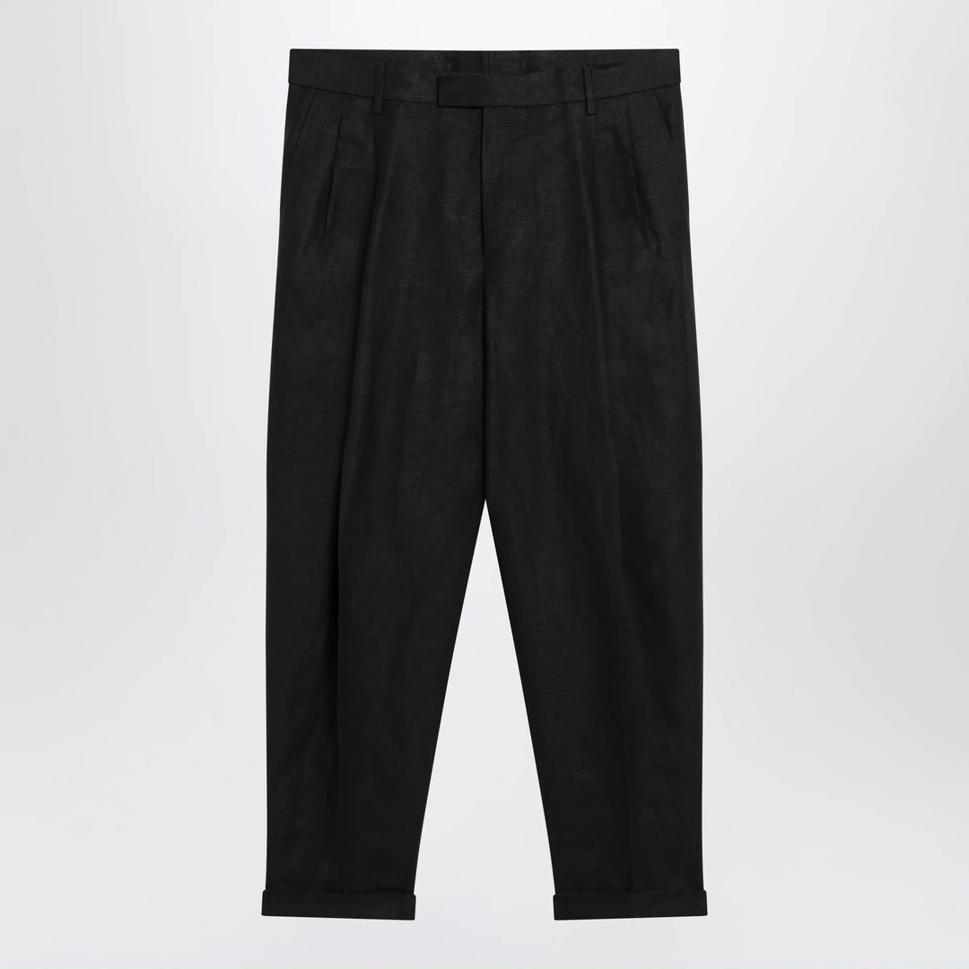 Dolce&amp;Gabbana - Black linen canvas trousers Brand Apparel &amp; Accessories > Clothing > Pants 48 IT
