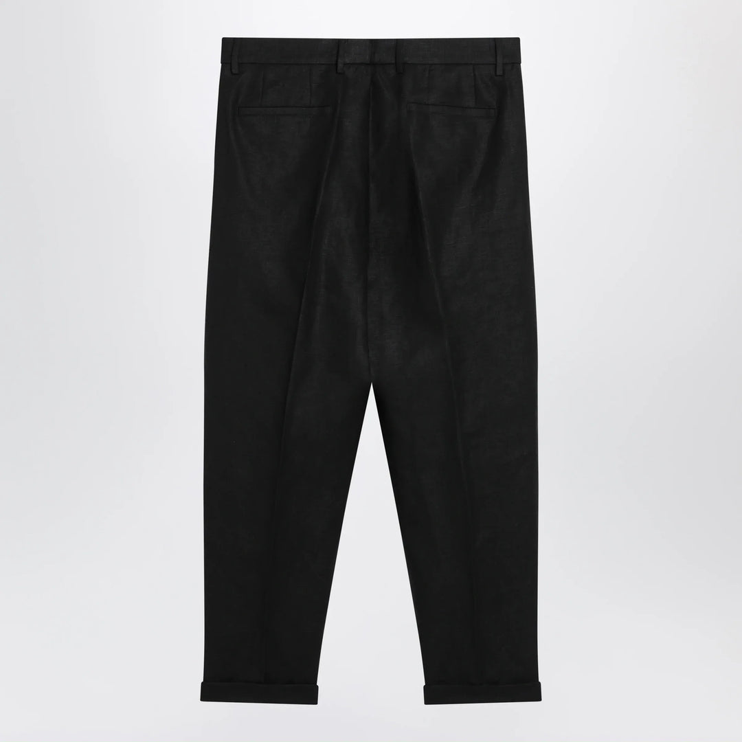 Dolce&amp;Gabbana - Black linen canvas trousers Brand Apparel &amp; Accessories > Clothing > Pants 48 IT