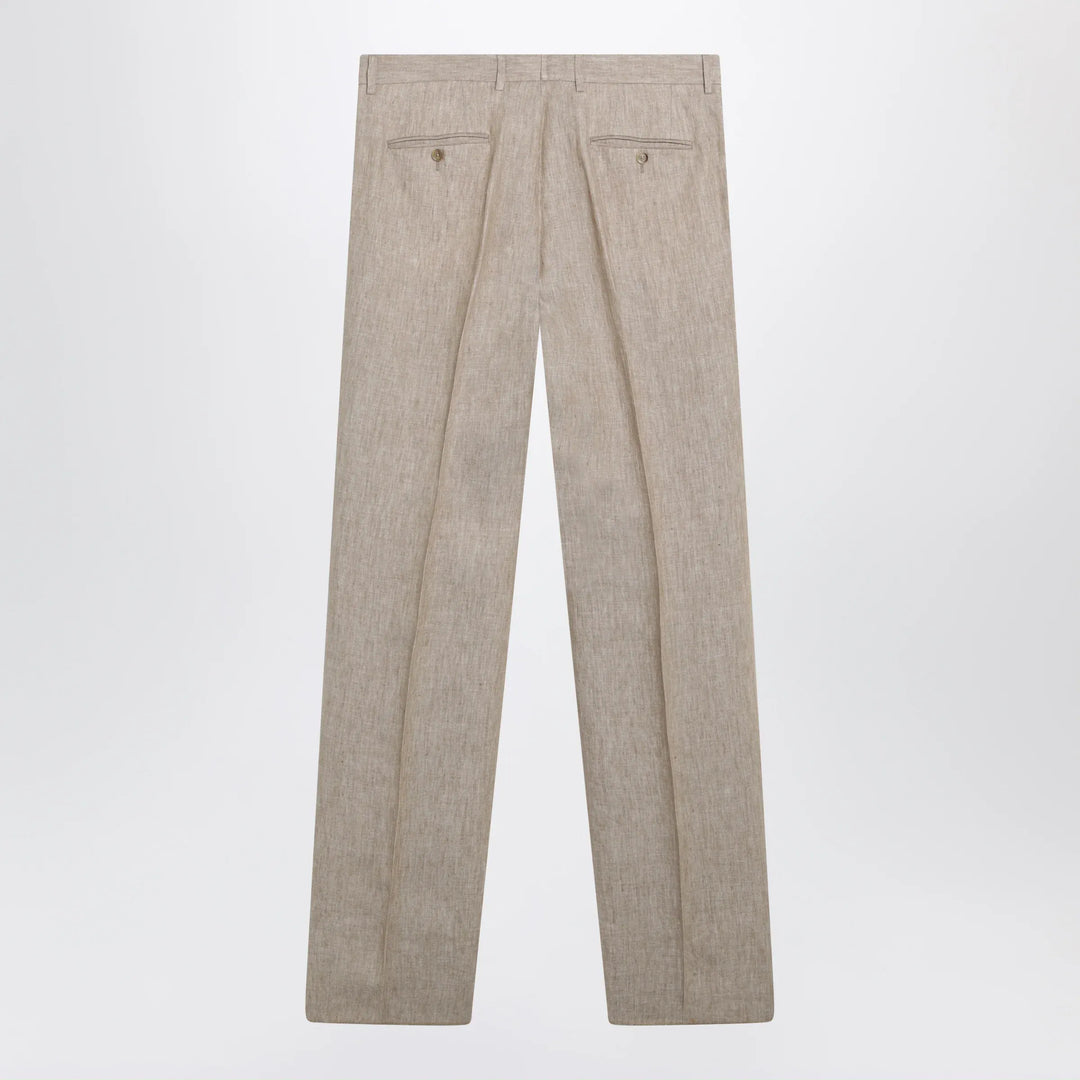 Dolce&amp;Gabbana - Classic linen twill trousers in beige/white mélange Brand Apparel &amp; Accessories > Clothing > Pants