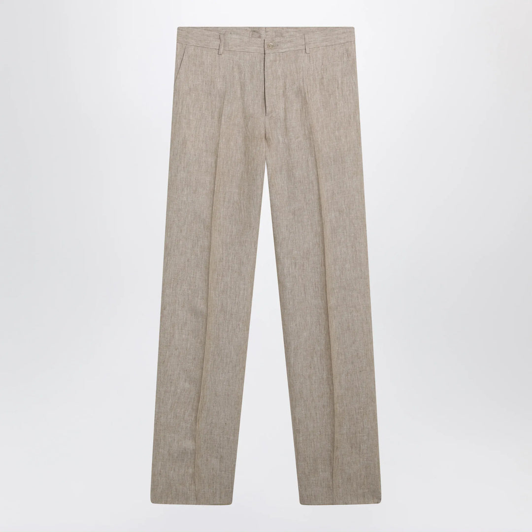 Dolce&amp;Gabbana - Classic linen twill trousers in beige/white mélange Brand Apparel &amp; Accessories > Clothing > Pants 48 IT