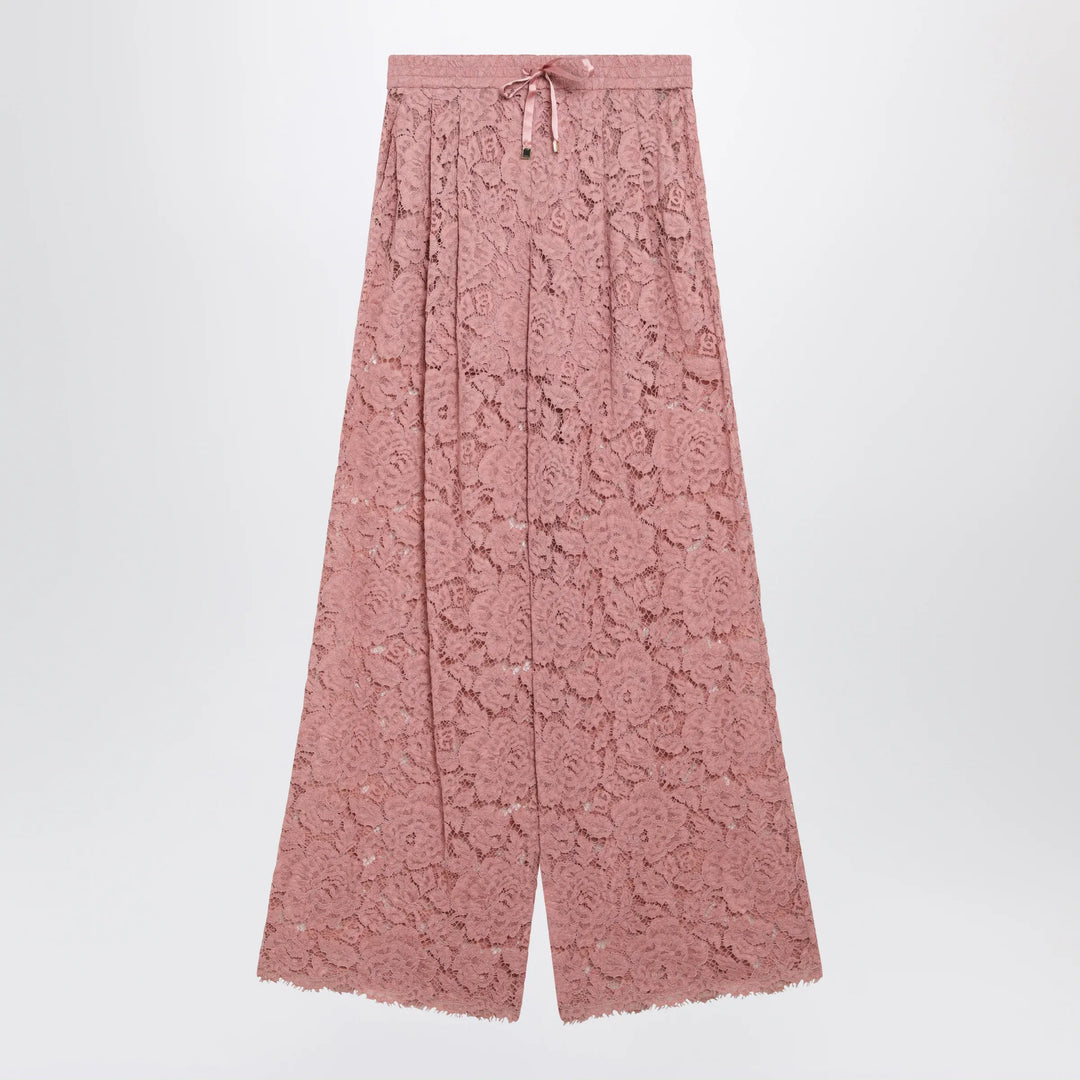 Dolce&amp;Gabbana - High-waist flared floral lace pants in dusty pink Brand Apparel &amp; Accessories > Clothing > Pants 40  IT