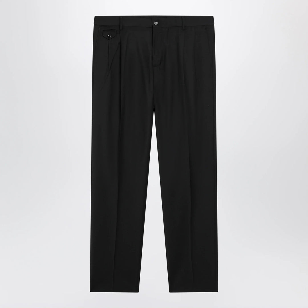 Dolce&Gabbana - Tapered pleated wool-blend trousers in black Brand Apparel & Accessories > Clothing > Pants 50 IT