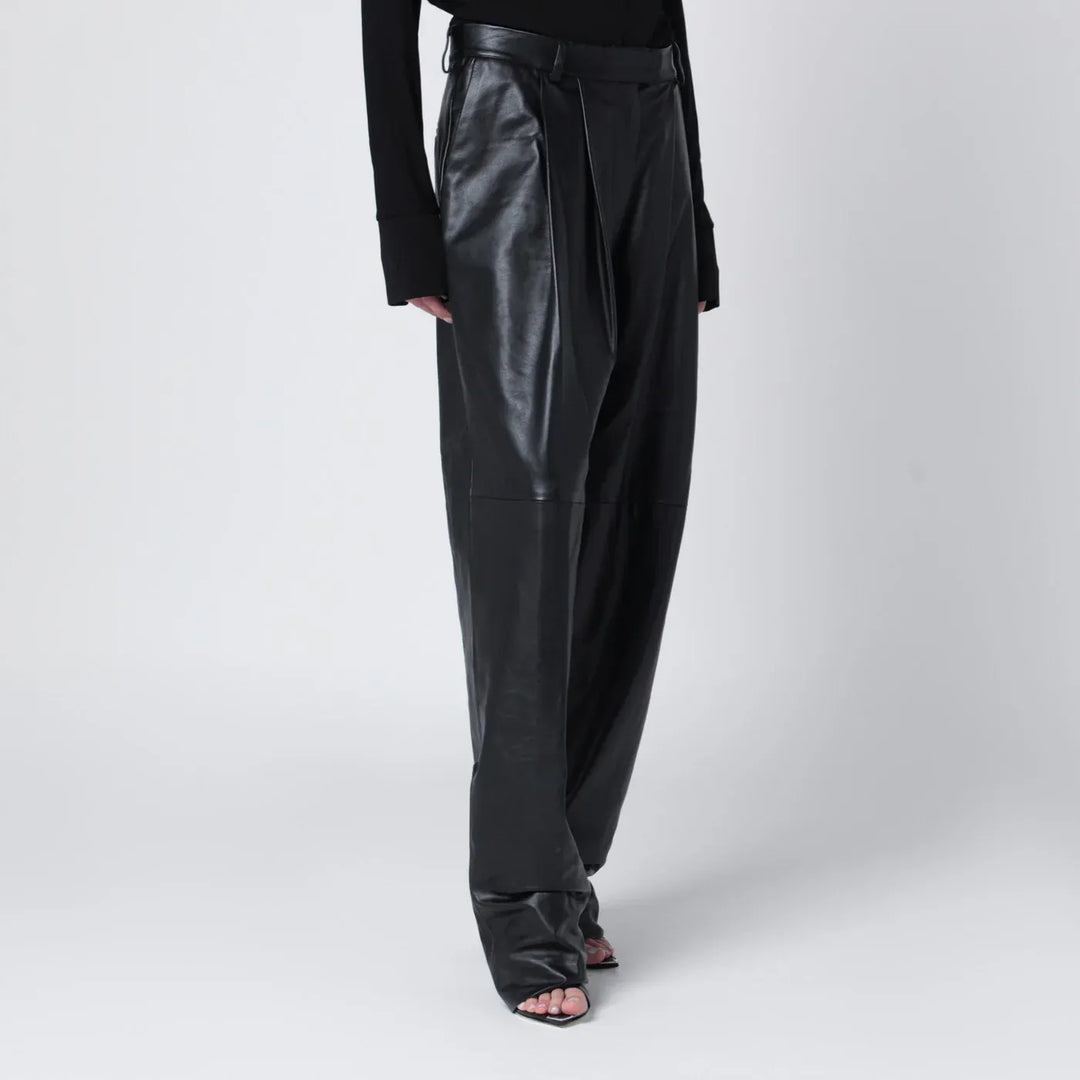 Francesco Murano - Black faux leather trousers Brand Apparel &amp; Accessories > Clothing > Pants 42  IT