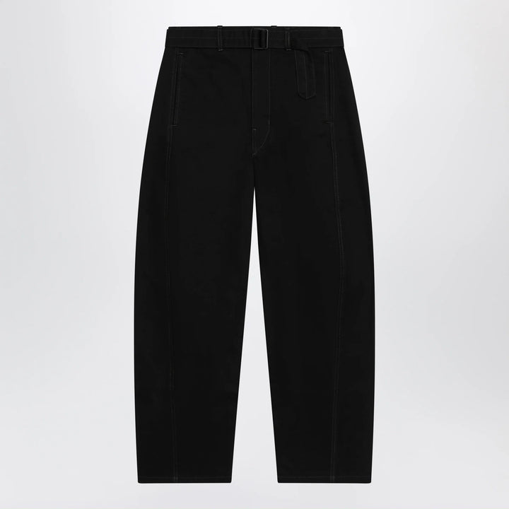 LEMAIRE - Black cotton trousers with belt Brand Apparel &amp; Accessories > Clothing > Pants