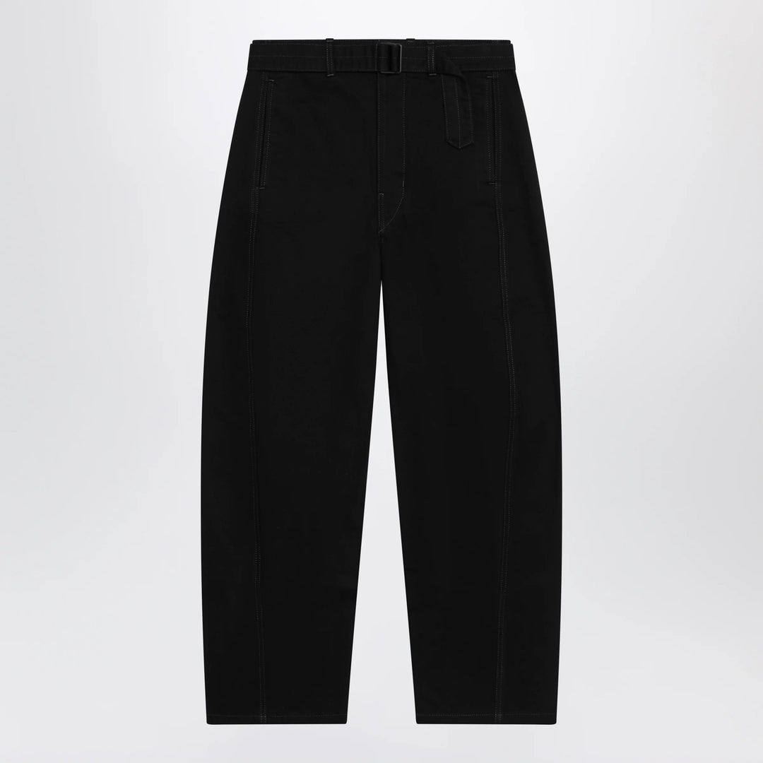 LEMAIRE - Black cotton trousers with belt Brand Apparel &amp; Accessories > Clothing > Pants