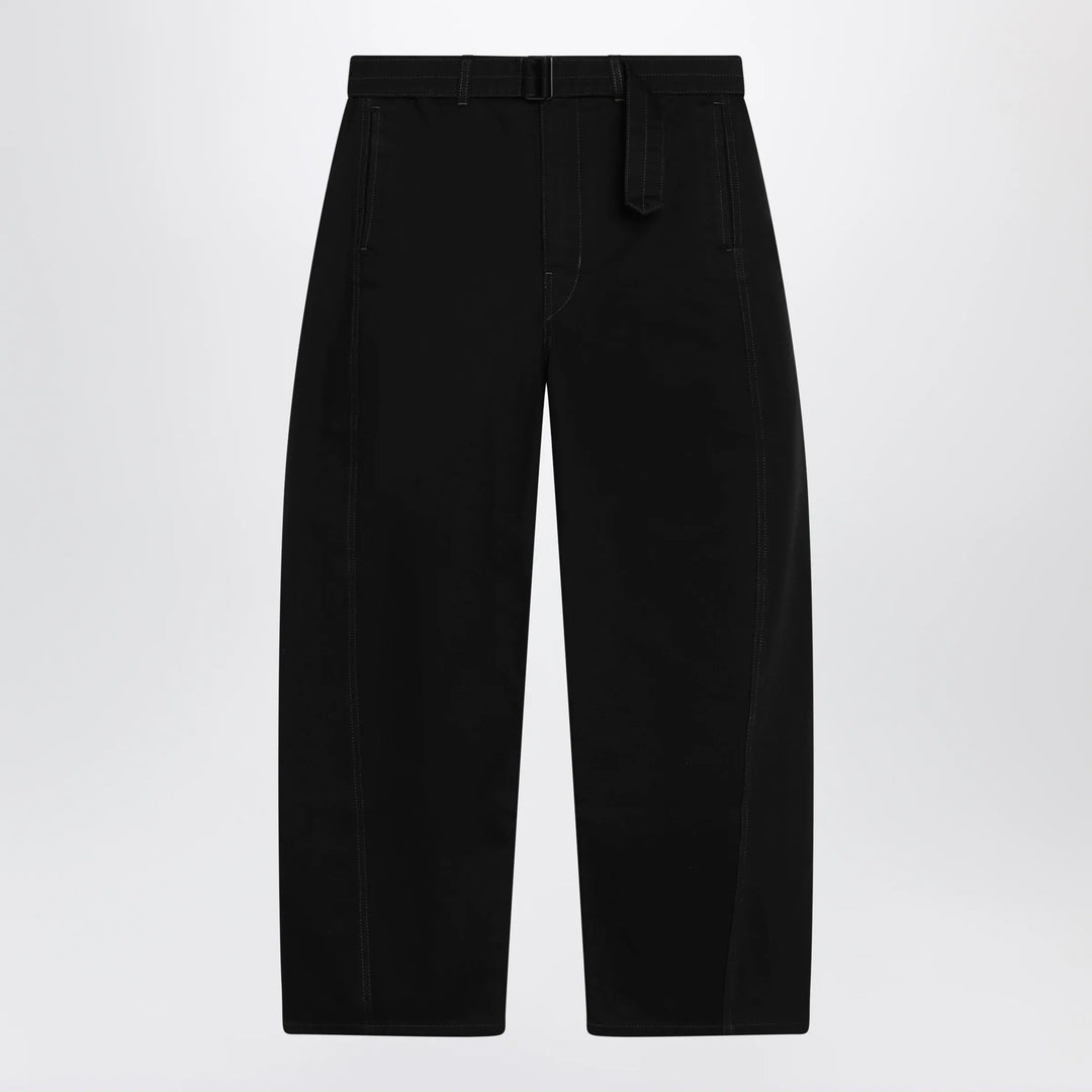 LEMAIRE - Black cotton trousers with belt Brand Apparel &amp; Accessories > Clothing > Pants S