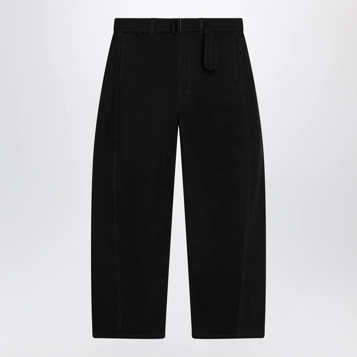 LEMAIRE - Black cotton trousers with belt Brand Apparel &amp; Accessories > Clothing > Pants S