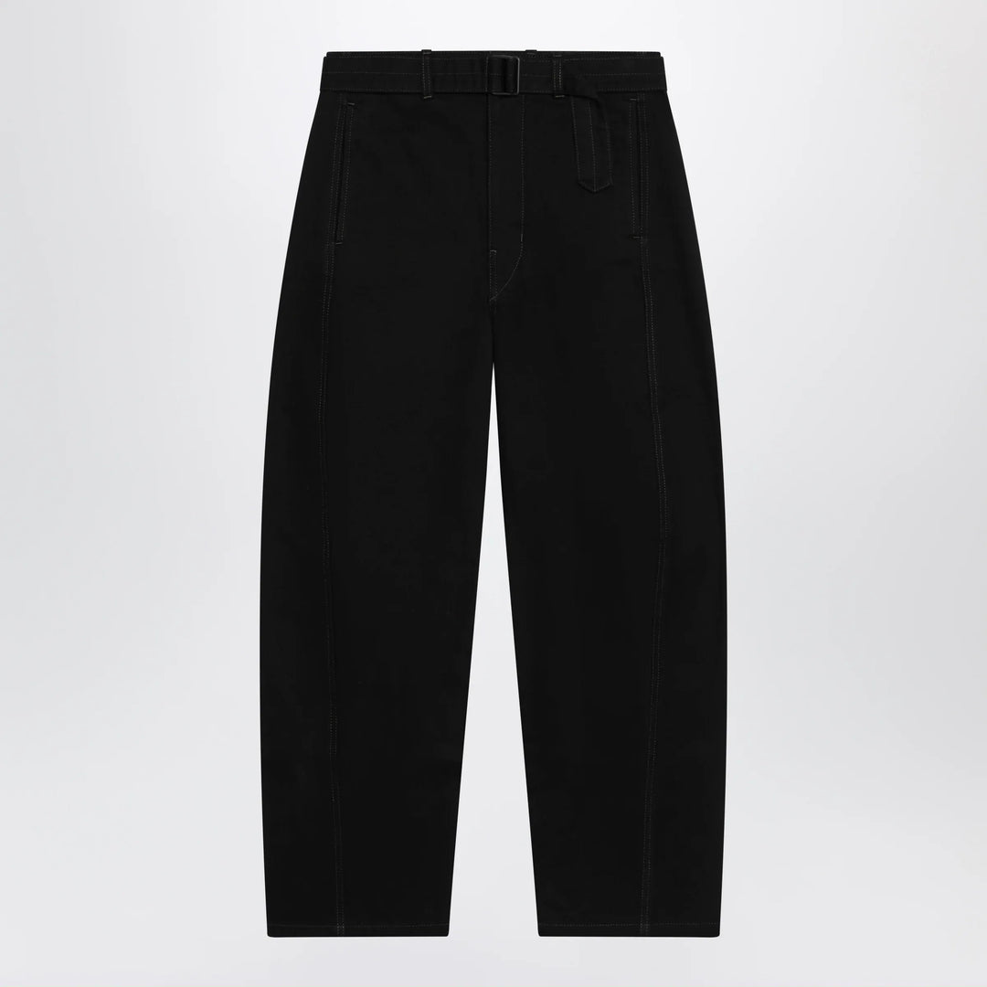 LEMAIRE - Black cotton trousers with belt Brand Apparel &amp; Accessories > Clothing > Pants XXS