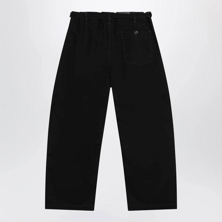 LEMAIRE - Black wide-leg cotton trousers Brand Apparel &amp; Accessories > Clothing > Pants
