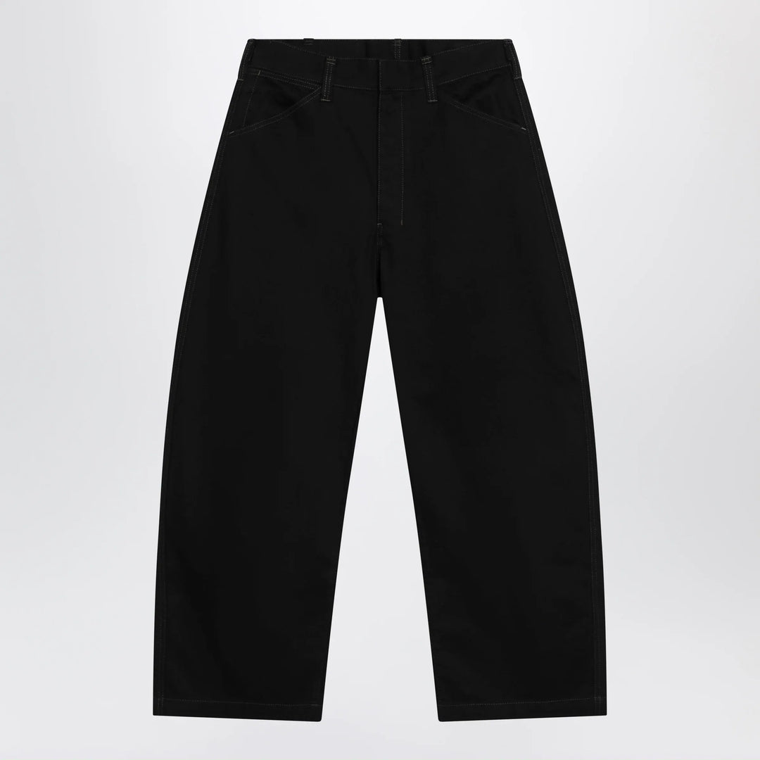 LEMAIRE - Black wide-leg cotton trousers Brand Apparel &amp; Accessories > Clothing > Pants