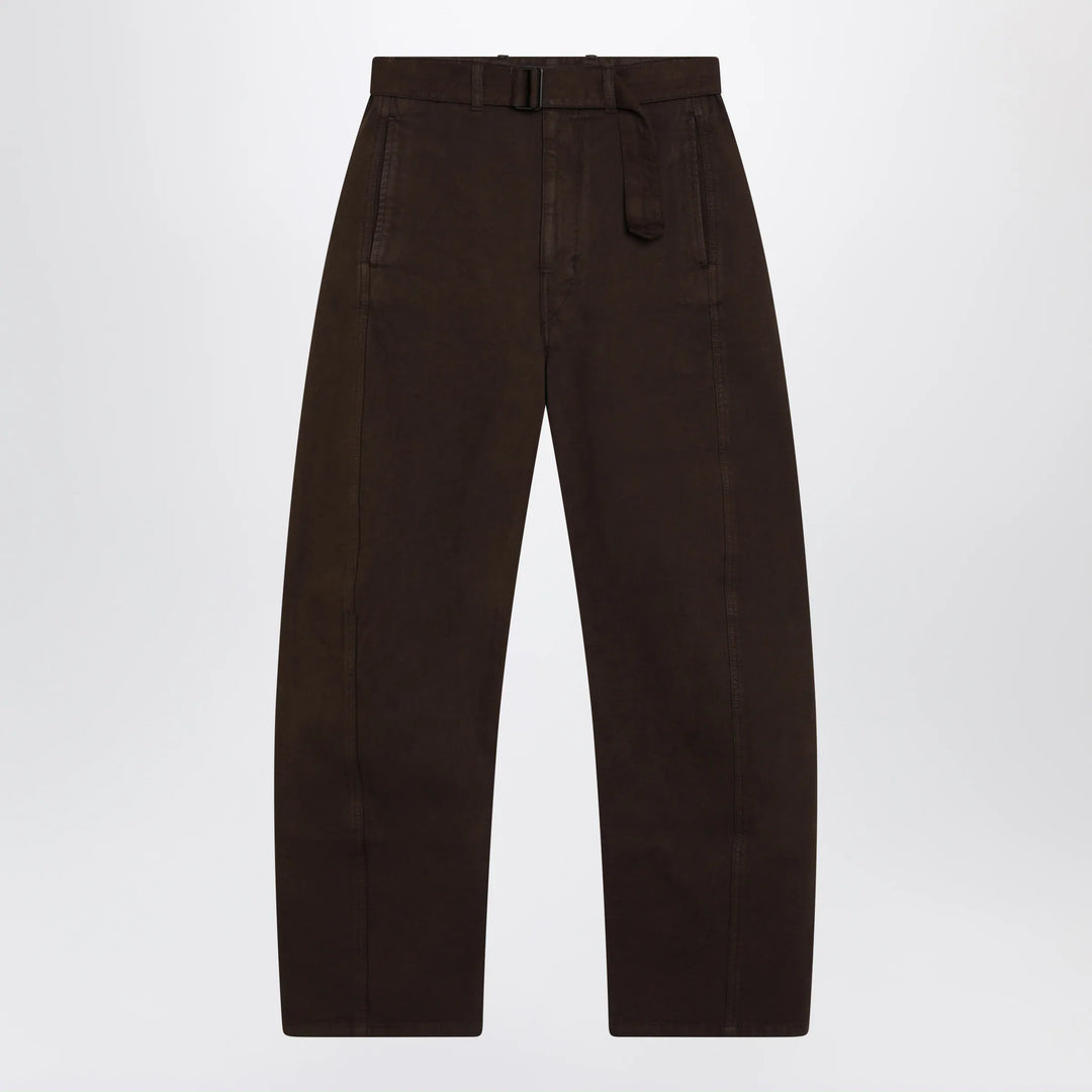 LEMAIRE - Brown cotton trousers with belt Brand Apparel &amp; Accessories > Clothing > Pants S
