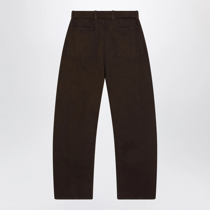 LEMAIRE - Brown cotton trousers with belt Brand Apparel &amp; Accessories > Clothing > Pants S