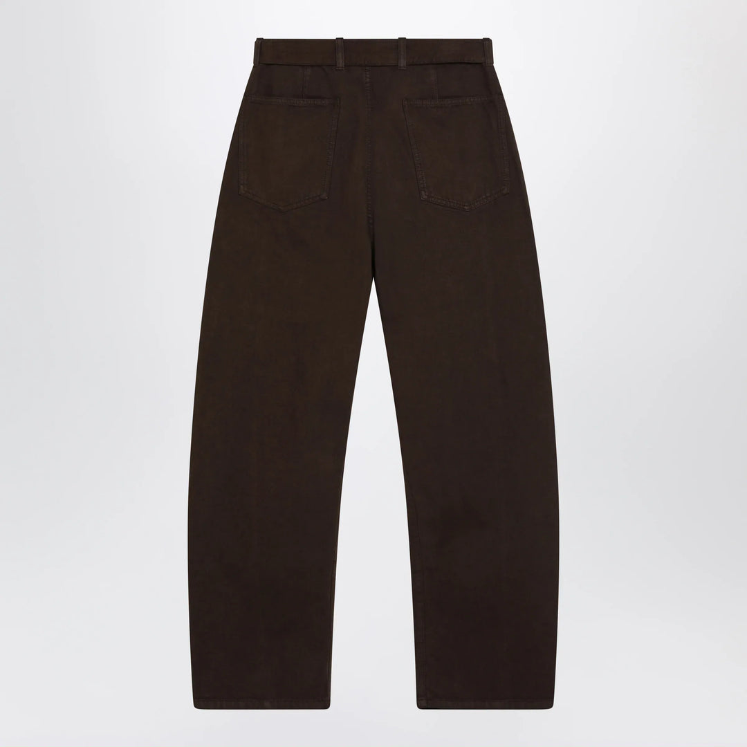 LEMAIRE - Brown cotton trousers with belt Brand Apparel &amp; Accessories > Clothing > Pants S