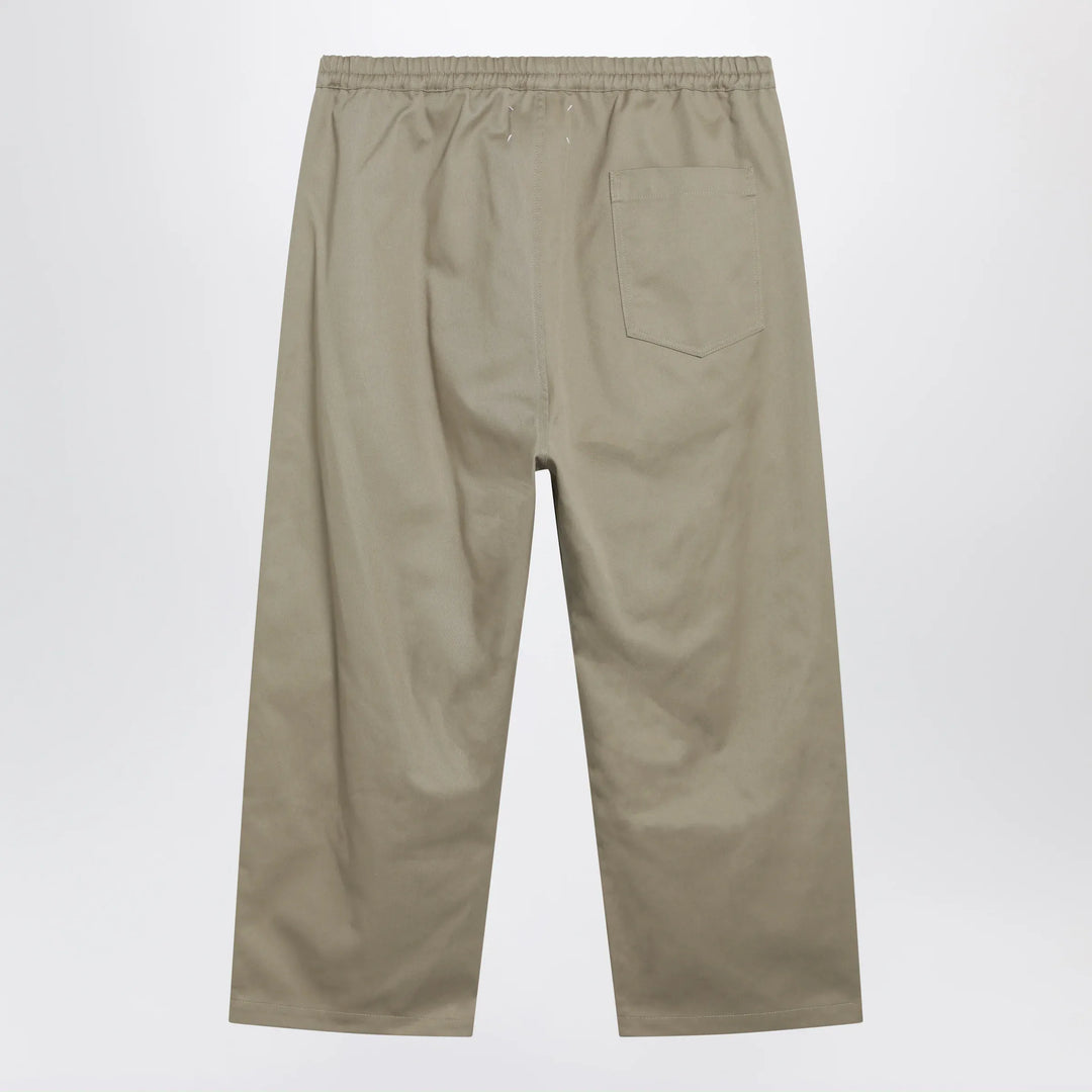 Maison Margiela - Low-crotch cotton gabardine trousers in beige Brand Apparel &amp; Accessories > Clothing > Pants