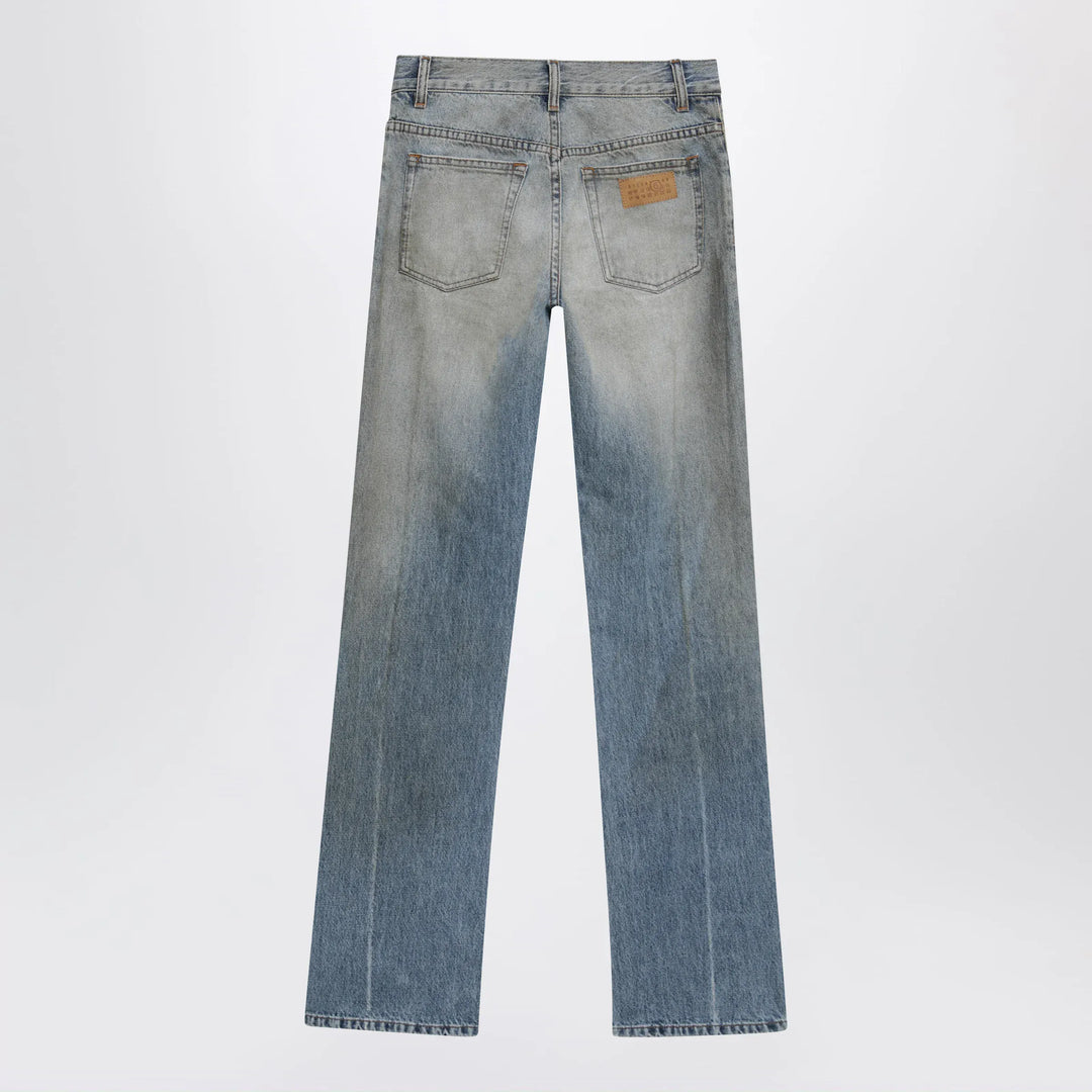 MM6 Maison Margiela - Straight-leg high-waist cotton jeans in medium blue Brand Apparel &amp; Accessories > Clothing > Pants