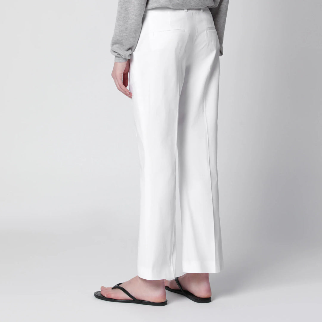 PT Torino - Mid-rise flared cotton trousers in white Brand Apparel &amp; Accessories > Clothing > Pants