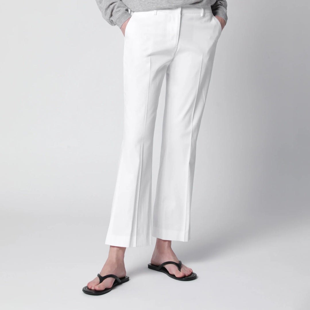 PT Torino - Mid-rise flared cotton trousers in white Brand Apparel &amp; Accessories > Clothing > Pants 40  IT