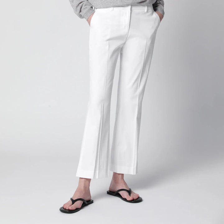 PT Torino - Mid-rise flared cotton trousers in white Brand Apparel &amp; Accessories > Clothing > Pants 40  IT