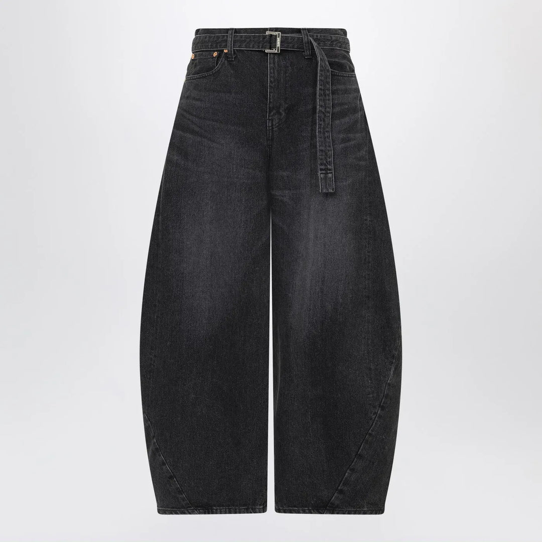 Sacai - Black wide-leg denim trousers Brand Apparel &amp; Accessories > Clothing > Pants 1