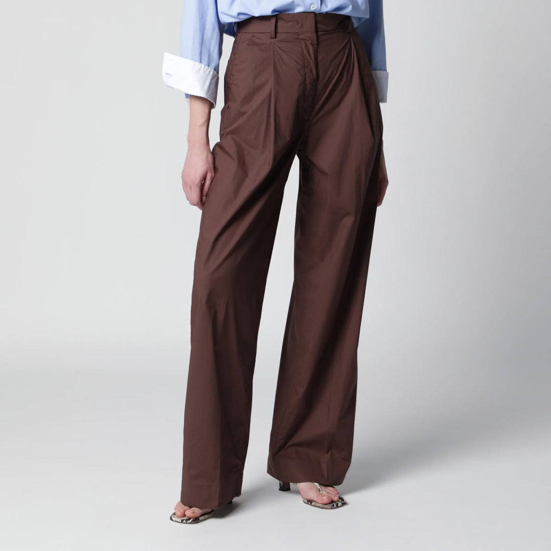 TheLatest - Brown cotton trousers Brand Apparel & Accessories > Clothing > Pants 38  IT