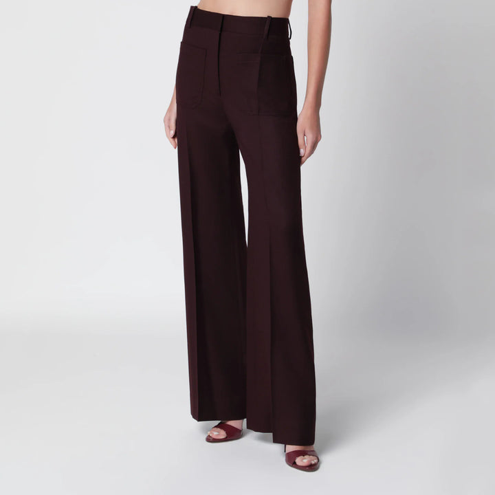 Victoria Beckham - Dark Acai purple virgin wool flannel trousers Brand Apparel &amp; Accessories > Clothing > Pants