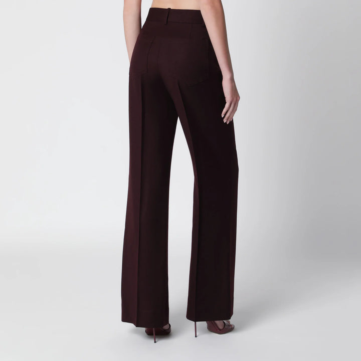 Victoria Beckham - Dark Acai purple virgin wool flannel trousers Brand Apparel &amp; Accessories > Clothing > Pants