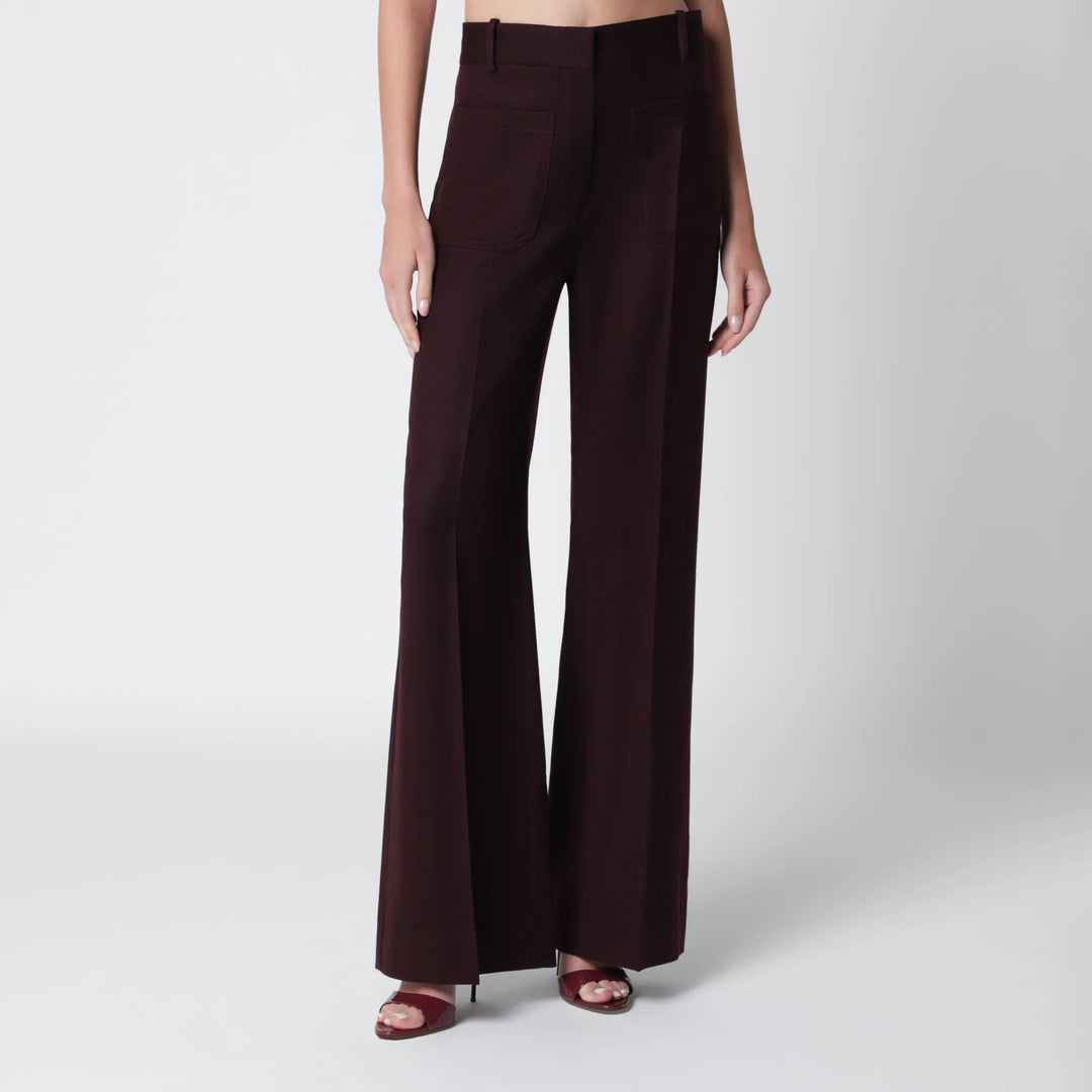 Victoria Beckham - Dark Acai purple virgin wool flannel trousers Brand Apparel &amp; Accessories > Clothing > Pants