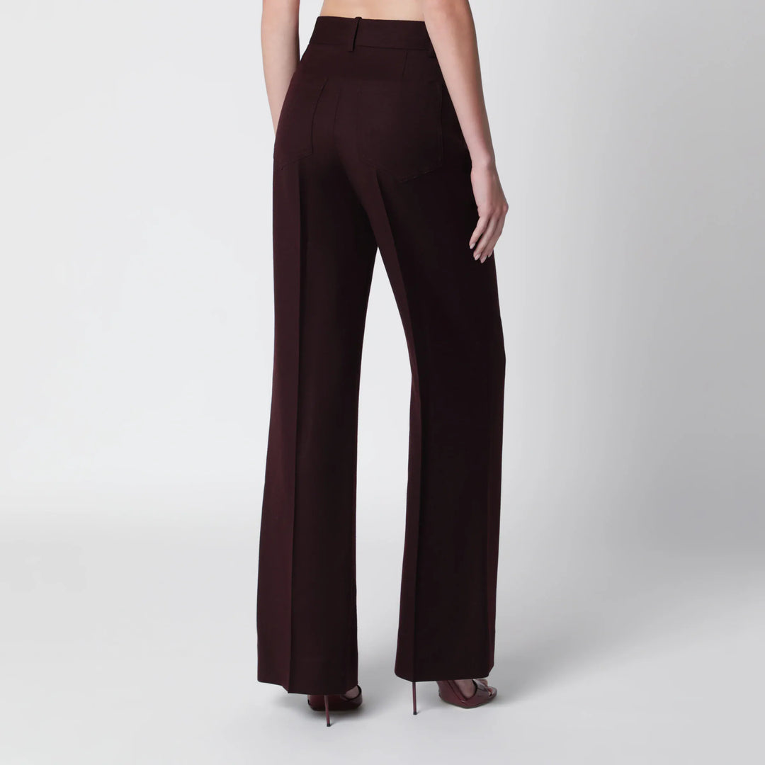 Victoria Beckham - Dark Acai purple virgin wool flannel trousers Brand Apparel &amp; Accessories > Clothing > Pants