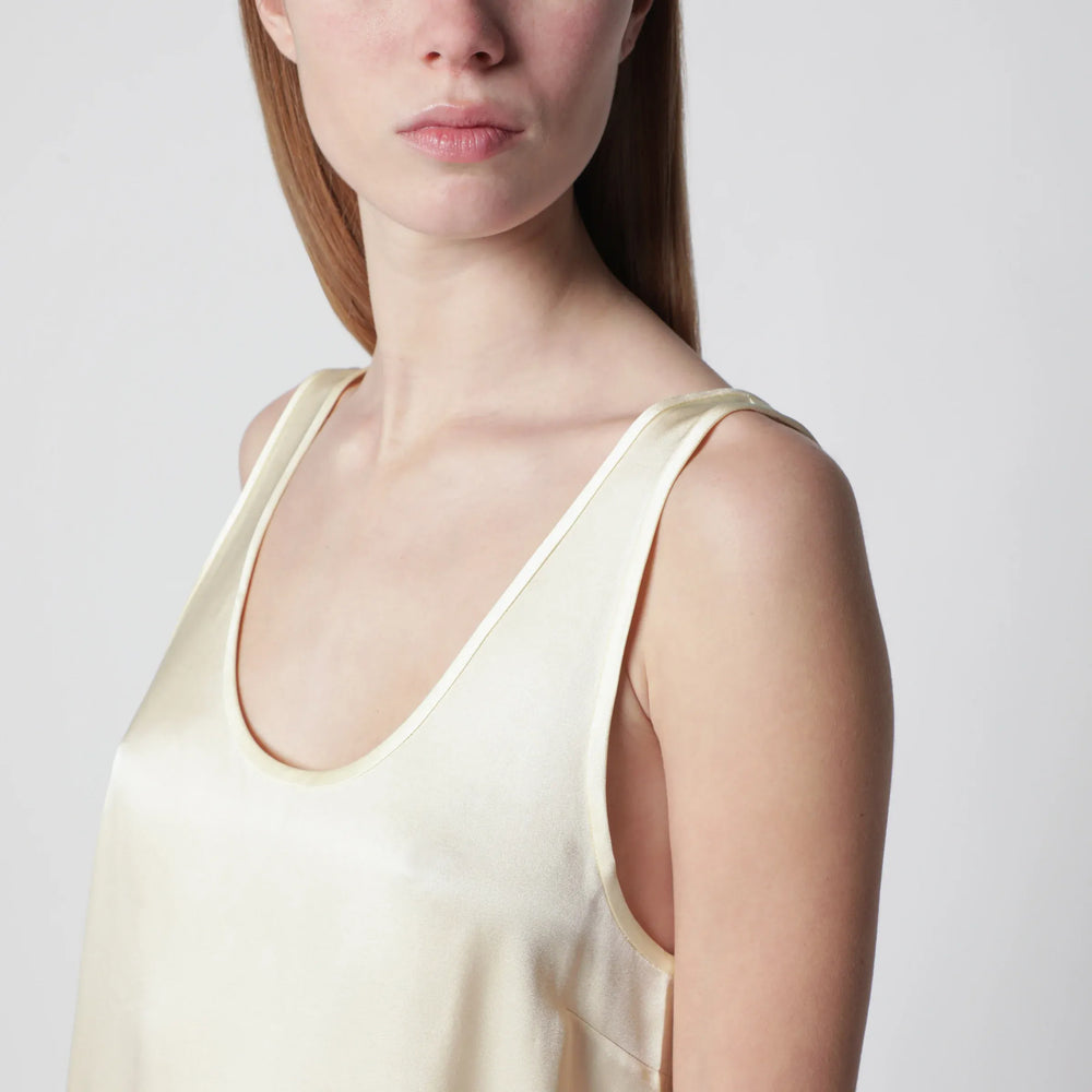 ANINE BING - Lea top in butter-colored silk Brand Apparel & Accessories > Clothing > Shirts & Tops