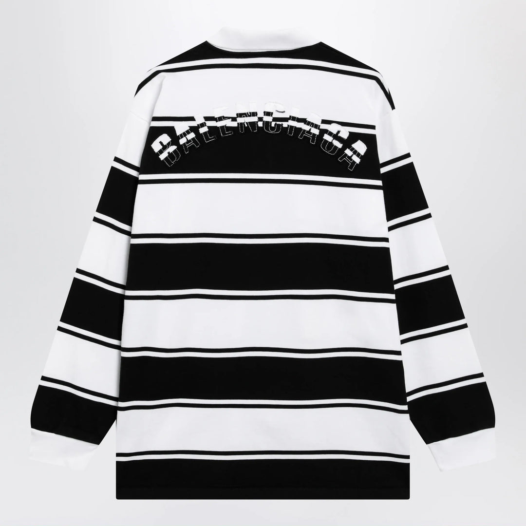 Balenciaga - Black/white striped cotton polo shirt Brand Apparel &amp; Accessories > Clothing > Shirts &amp; Tops