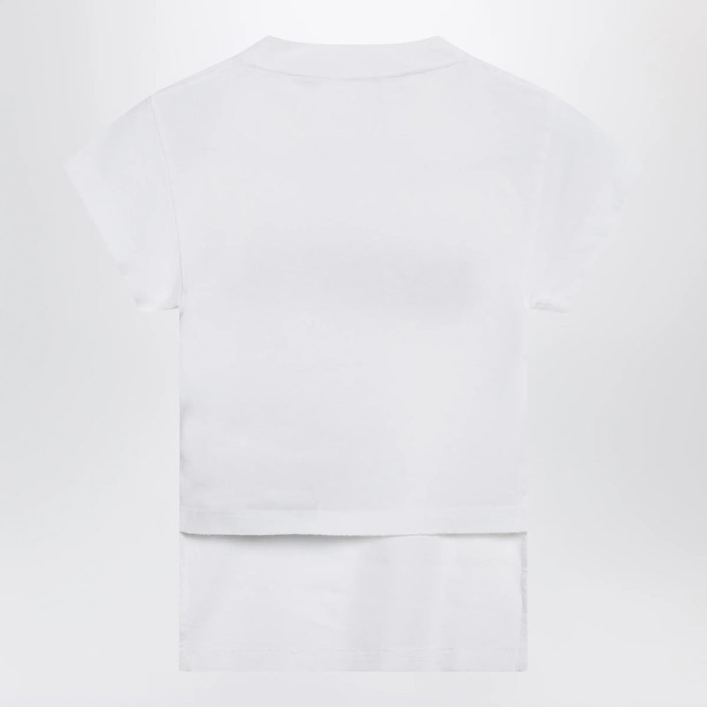 Balenciaga - Messy Spray T-shirt with cut-out back in white cotton Brand Apparel & Accessories > Clothing > Shirts & Tops