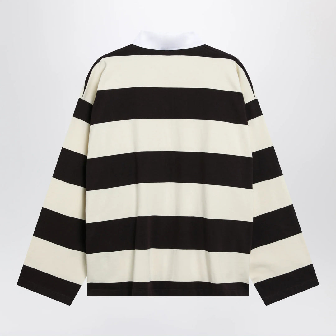 Balenciaga - Striped jersey polo shirt in cotton, brown Brand Apparel &amp; Accessories > Clothing > Shirts &amp; Tops