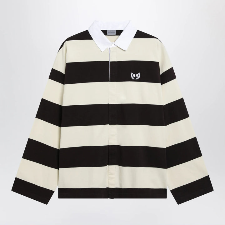 Balenciaga - Striped jersey polo shirt in cotton, brown Brand Apparel &amp; Accessories > Clothing > Shirts &amp; Tops M