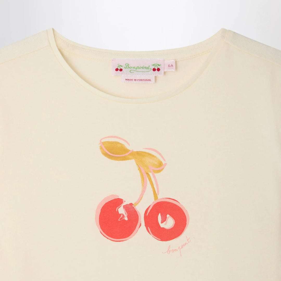 Bonpoint - Aada écru T-shirt with cherry print Brand Apparel &amp; Accessories > Clothing > Shirts &amp; Tops 4