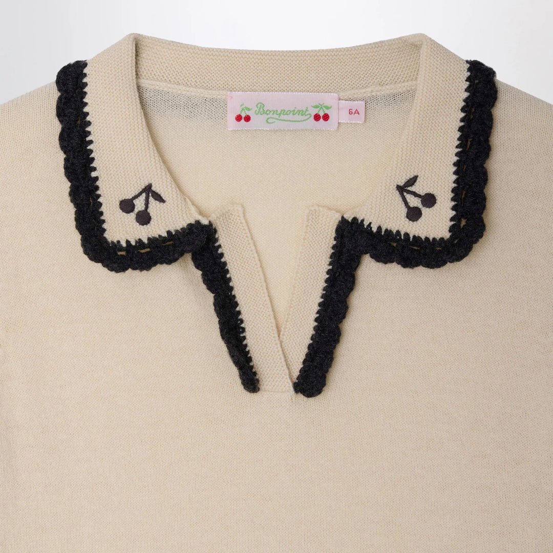 Bonpoint - Lisette écru wool and cotton blend sweater Brand Apparel &amp; Accessories > Clothing > Shirts &amp; Tops