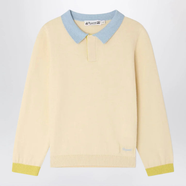 Bonpoint - Mae polo in écru cotton and cashmere Brand Apparel &amp; Accessories > Clothing > Shirts &amp; Tops