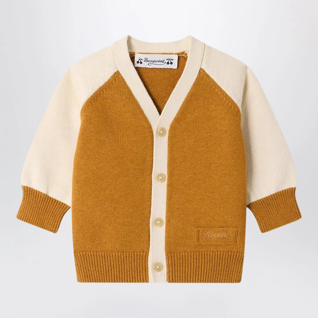 Bonpoint - Marin cardigan in ochre cotton and cashmere Brand Apparel &amp; Accessories > Clothing > Shirts &amp; Tops