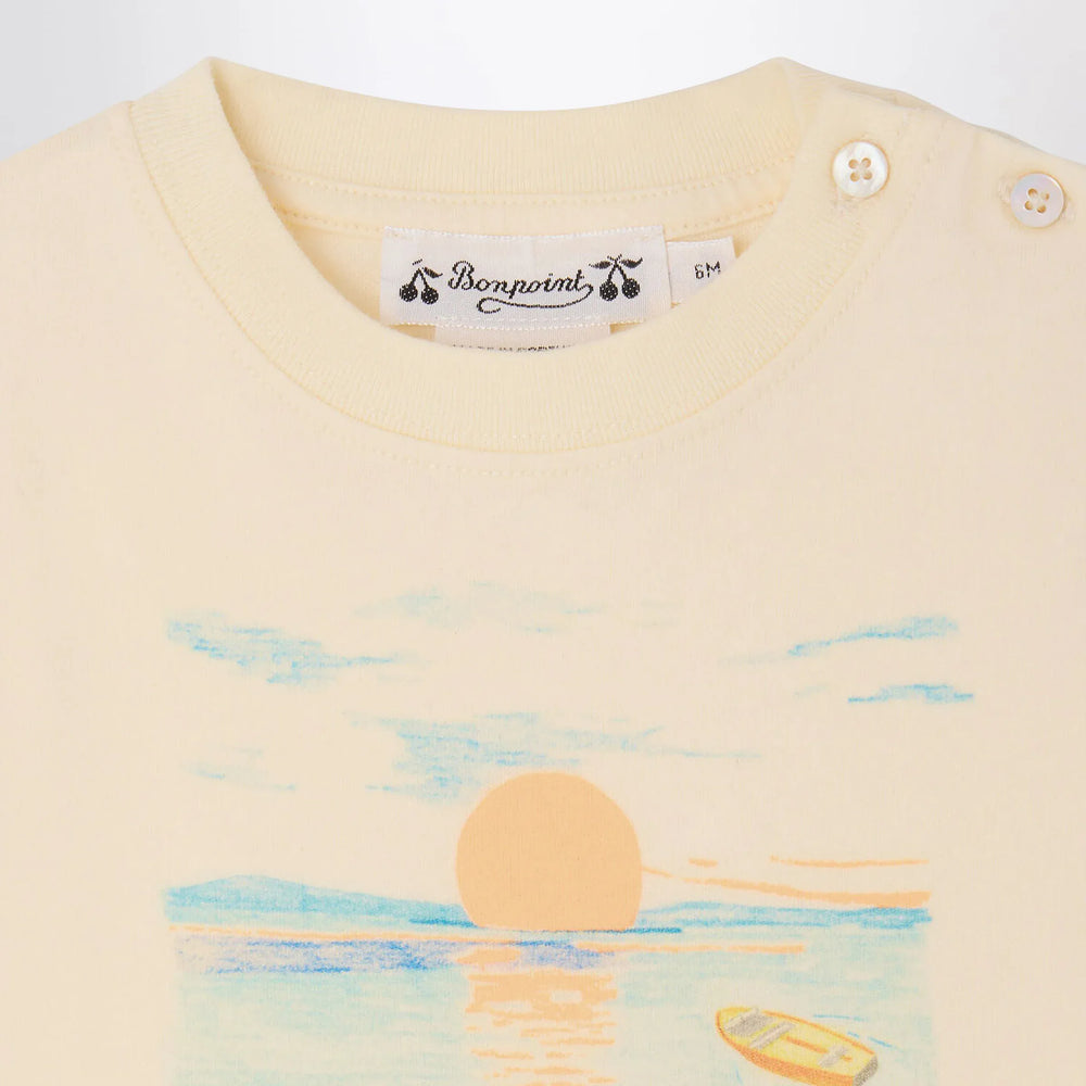 Bonpoint - T-shirt Tom ecru with Bain de Soleil print Brand Apparel & Accessories > Clothing > Shirts & Tops