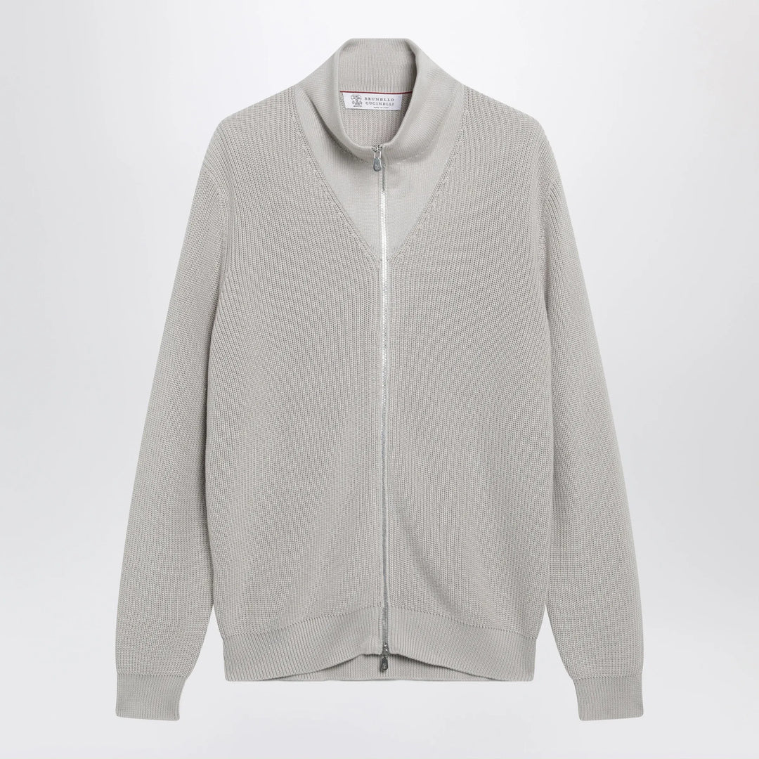 Brunello Cucinelli - Jute-colored cotton zip-up cardigan Brand Apparel & Accessories > Clothing > Shirts & Tops 50 IT