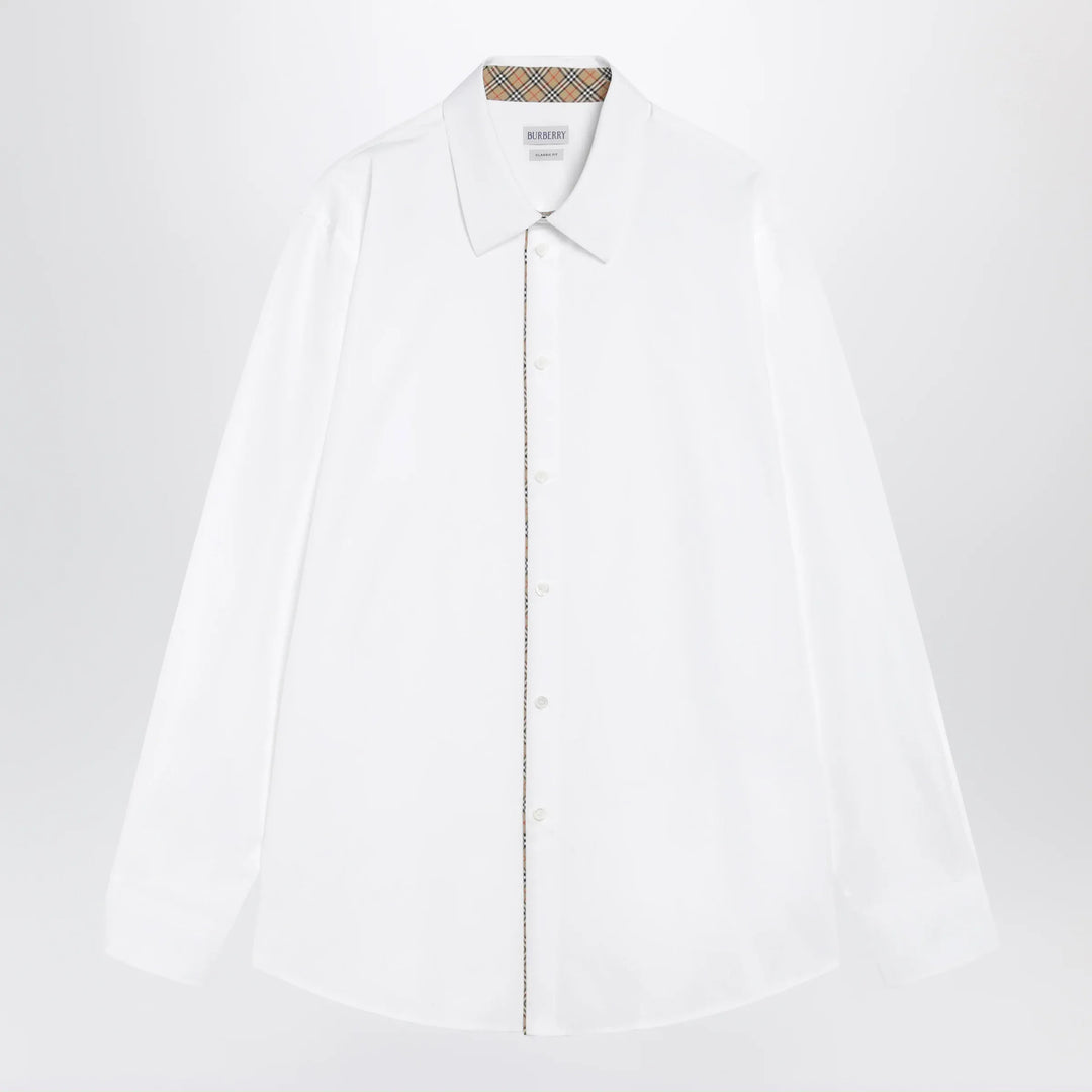 Burberry - Classic-fit cotton poplin shirt with Check trim, white Brand Apparel & Accessories > Clothing > Shirts & Tops S