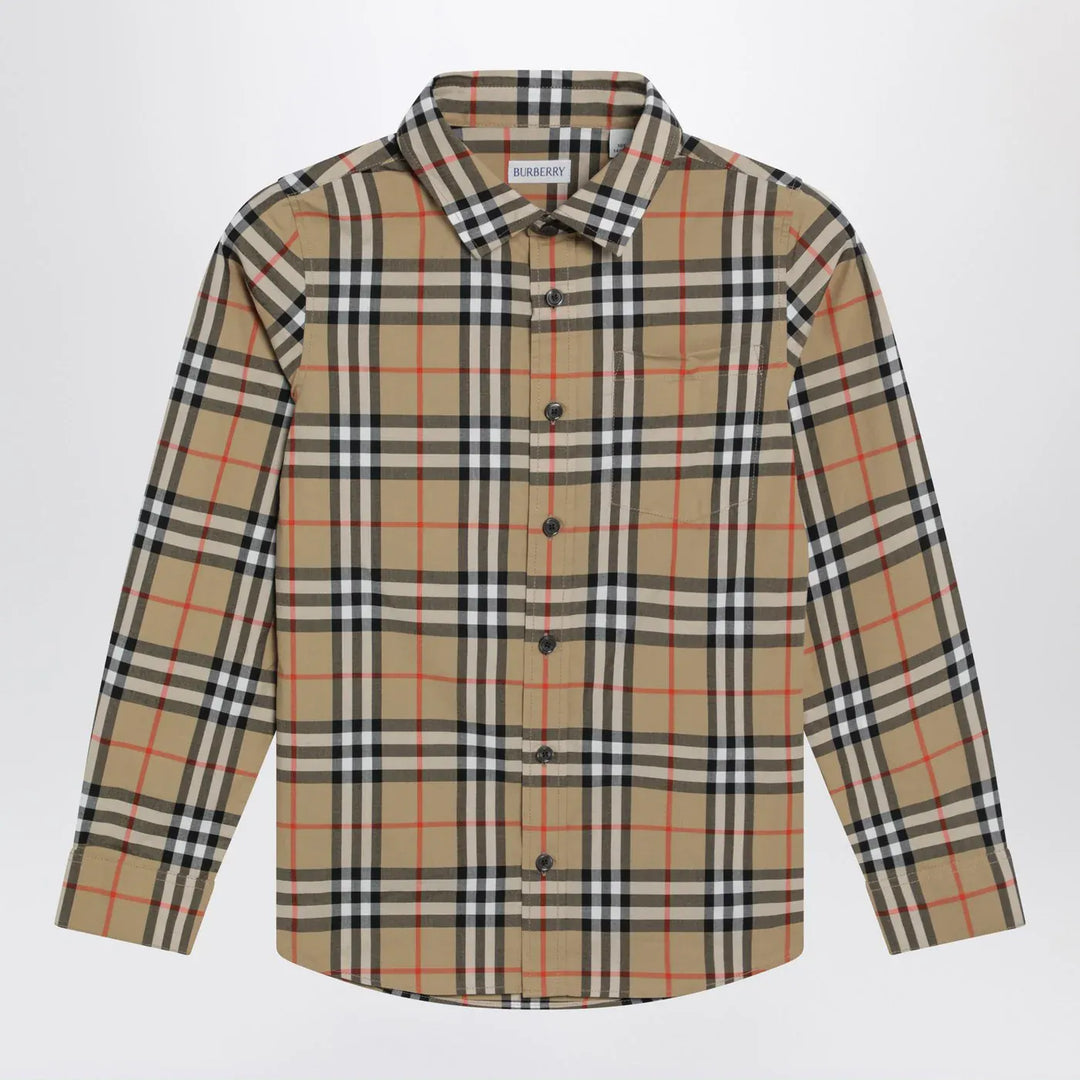 Burberry - Cotton shirt with Check motif Brand Apparel &amp; Accessories > Clothing > Shirts &amp; Tops 12Y