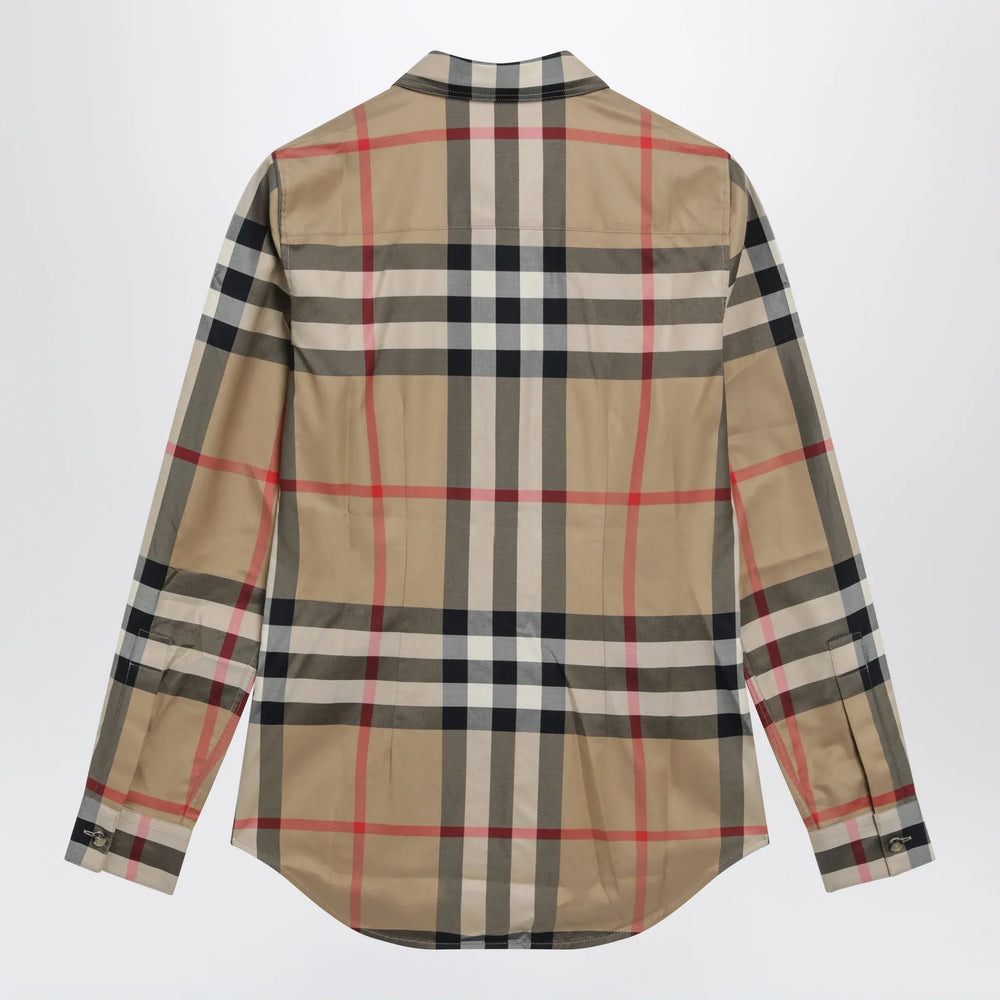 Burberry - Slim-fit cotton twill check shirt in archive beige Brand Apparel & Accessories > Clothing > Shirts & Tops